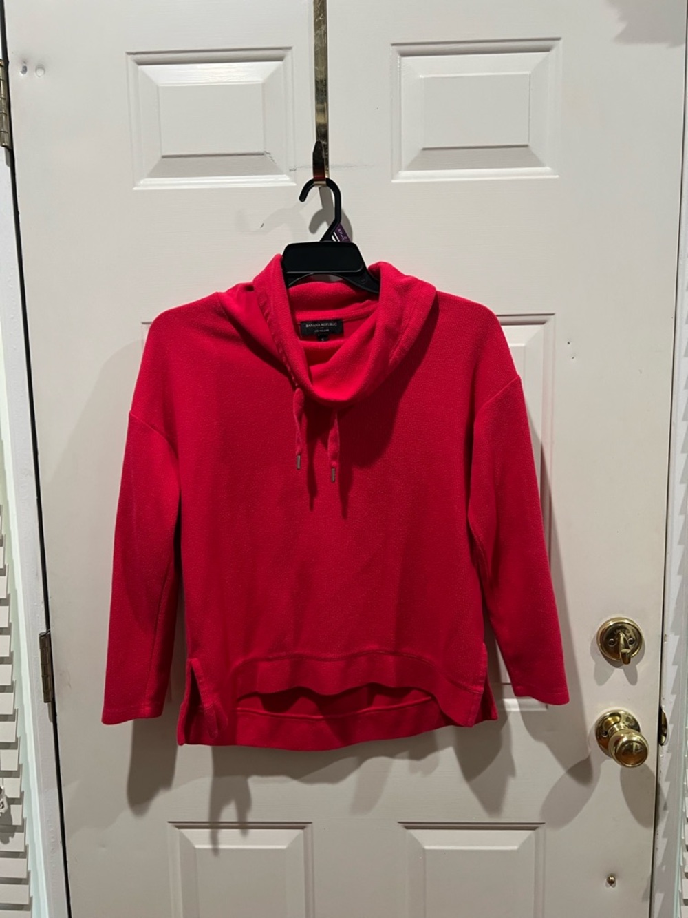Banana Republic Bright Red Cowl Neck Drawstring Sweater